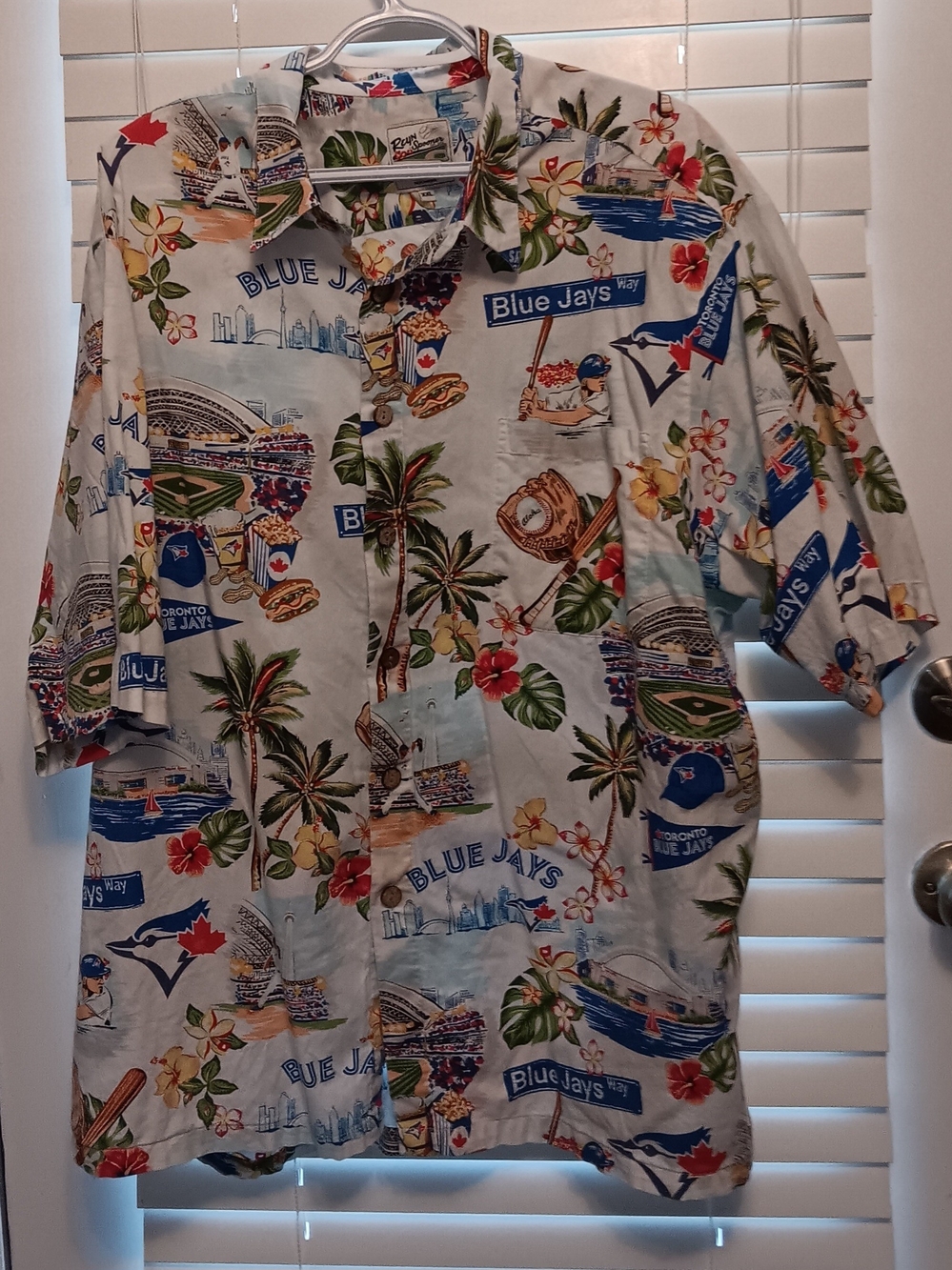 reyn spooner White Blue Toronto Blue Jays Hawaiian Shirt